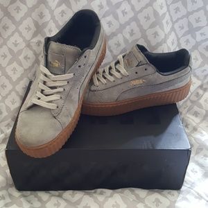 Grey suede fenty pumas